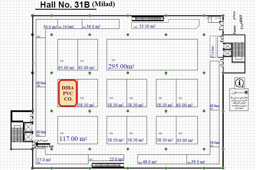 نقشه غرفه دیبا پی وی سی ایران پلاست
